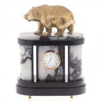 Часы из камня с бронзовым литьём БУРЫЙ МЕДВЕДЬ AZY-122159