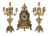Часы каминные с канделябрами на 5 свечей БАРОККО OB-421-449-AG