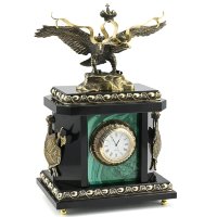 Часы каминные из малахита ДВУГЛАВЫЙ ОРЁЛ AZRK-3200-558
