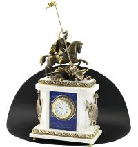 Часы каминные из лазурита и мрамора ГЕОРГИЙ ПОБЕДОНОСЕЦ AZRK-3740-217ct