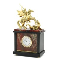 Часы настольные из яшмы ГЕОРГИЙ ПОБЕДОНОСЕЦ AZRK-3301-289