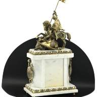 Часы каминные из малахита и мрамора ГЕОРГИЙ ПОБЕДОНОСЕЦ AZRK-3200-531ct - Часы каминные из малахита и мрамора ГЕОРГИЙ ПОБЕДОНОСЕЦ AZRK-3200-531ct