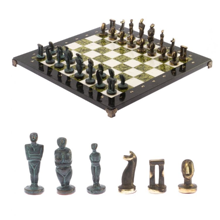 Шахматы подарочные из камня и бронзы ИДОЛЫ AZY-124908