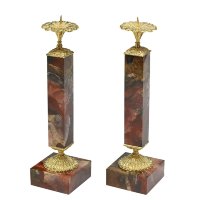 Пара подсвечников из бронзы и яшмы AZRK-3301-839