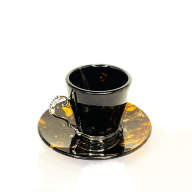 Кофейная чашка из янтаря с ложкой AZJ-3202/black - Кофейная чашка из янтаря с ложкой AZJ-3202/black