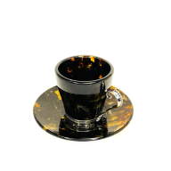 Кофейная чашка из янтаря с ложкой AZJ-3202/black - Кофейная чашка из янтаря с ложкой AZJ-3202/black
