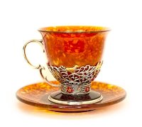 Чайная чашка из янтаря ХОХЛОМА AZJ-3501 