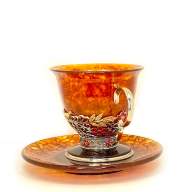 Чайная чашка из янтаря ХОХЛОМА AZJ-3501  - Чайная чашка из янтаря ХОХЛОМА AZJ-3501 