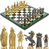 Шахматы подарочные из малахита и бронзы ВИКИНГИ 037rk.3202722