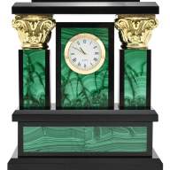 Часы каминные из малахита ГЕОРГИЙ ПОБЕДОНОСЕЦ AZRK-3200-528ct - Часы каминные из малахита ГЕОРГИЙ ПОБЕДОНОСЕЦ AZRK-3200-528ct