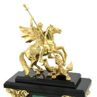 Часы каминные из малахита ГЕОРГИЙ ПОБЕДОНОСЕЦ AZRK-3200-528ct - Часы каминные из малахита ГЕОРГИЙ ПОБЕДОНОСЕЦ AZRK-3200-528ct