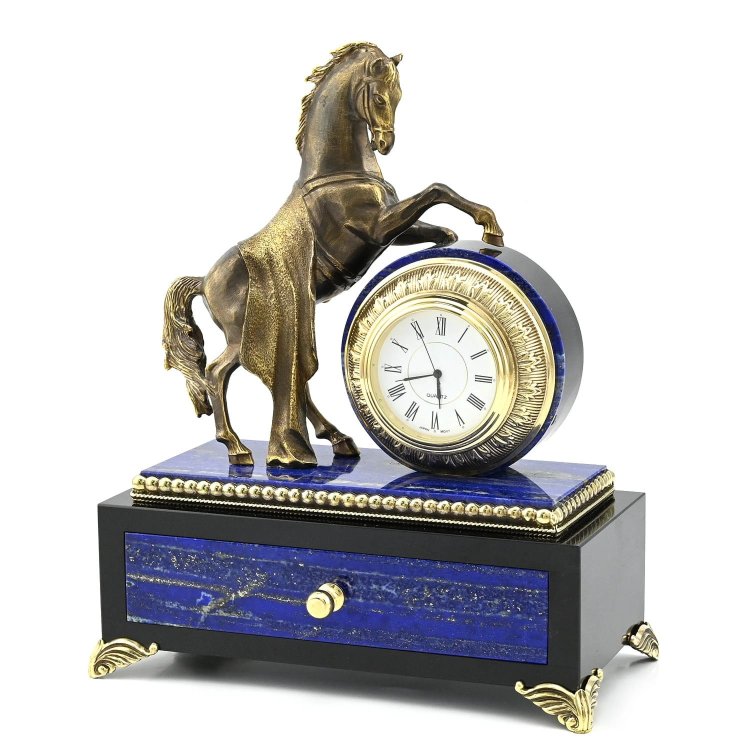 Часы -шкатулка из лазурита КОНЬ AZR-3740-228