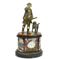 Часы каминные из яшмы ОХОТНИК С СОБАКОЙ 037rk.3301234  - Часы каминные из яшмы ОХОТНИК С СОБАКОЙ 037rk.3301234 