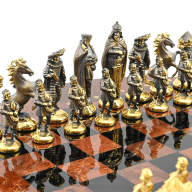 Шахматы из бронзы на доске из обсидиана СРЕДНЕВЕКОВЬЕ AZRK-1459011  - Шахматы из бронзы на доске из обсидиана СРЕДНЕВЕКОВЬЕ AZRK-1459011 