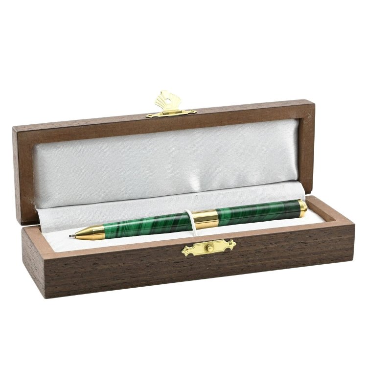 Ручка малахитовая со вставками из латуни 037rk.3200749