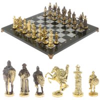 Шахматы подарочные из серого мрамора БОГАТЫРИ 072129646