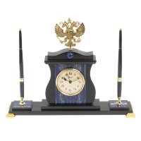 Часы настольные из камня лазурит ГЕРБ РФ с ручками AZY-127531