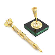 Подарочная ручка из малахита ГЕРБ РФ AZRK-3330241 - Подарочная ручка из малахита ГЕРБ РФ AZRK-3330241