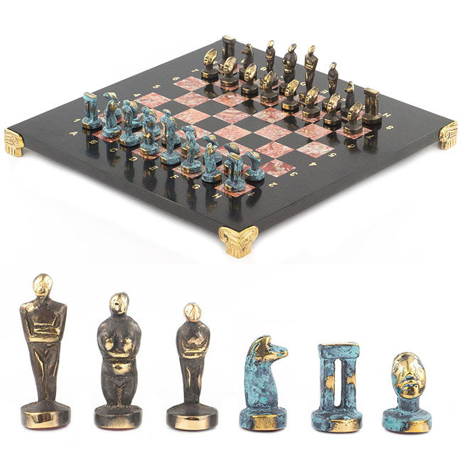 Шахматы подарочные из камня и бронзы ИДОЛЫ AZY-119378