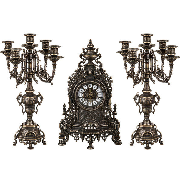 Часы каминные БАРОККО (2 канднлябра на 5 свечей), антик AL-82-103-С-ANT