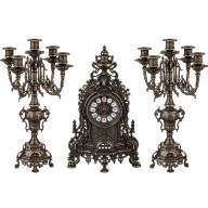 Часы каминные БАРОККО (2 канднлябра на 5 свечей), антик AL-82-103-С-ANT - Часы каминные БАРОККО (2 канднлябра на 5 свечей), антик AL-82-103-С-ANT