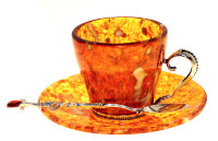 Кофейная чашка из янтаря с ложкой LP-3202