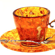 Кофейная чашка из янтаря с ложкой LP-3202 - Кофейная чашка из янтаря с ложкой LP-3202