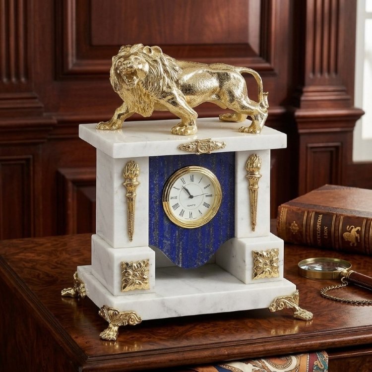 Часы каминные из лазурита и мрамора ЛЕВ 037rk.3740238