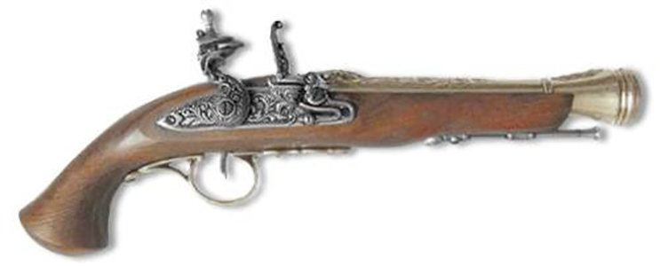 Пистолет системы флинтлок, 18 в. кремневый DE-1076-L