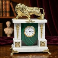 Часы каминные из мрамора и малахита ЛЕВ 037rk.3200537