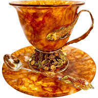 Чашка чайная из янтаря ИСПОЛНЕНИЕ ЖЕЛАНИЙ AZJ4204/L - Чашка чайная из янтаря ИСПОЛНЕНИЕ ЖЕЛАНИЙ AZJ4204/L