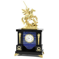 Часы каминные из лазурита и бронзы ГЕОРГИЙ ПОБЕДОНОСЕЦ 037rk.3740239st