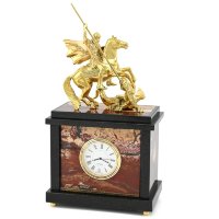 Часы каминные из яшмы ГЕОРГИЙ ПОБЕДОНОСЕЦ AZRK-3301273