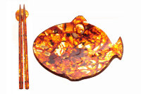 Тарелка из янтаря с палочками для еды РЫБКА AZJ-HD8-fish-sticks
