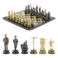 Шахматы из камня, подарочные - РЖД AZY-6656 - Шахматы из камня, подарочные - РЖД AZY-6656