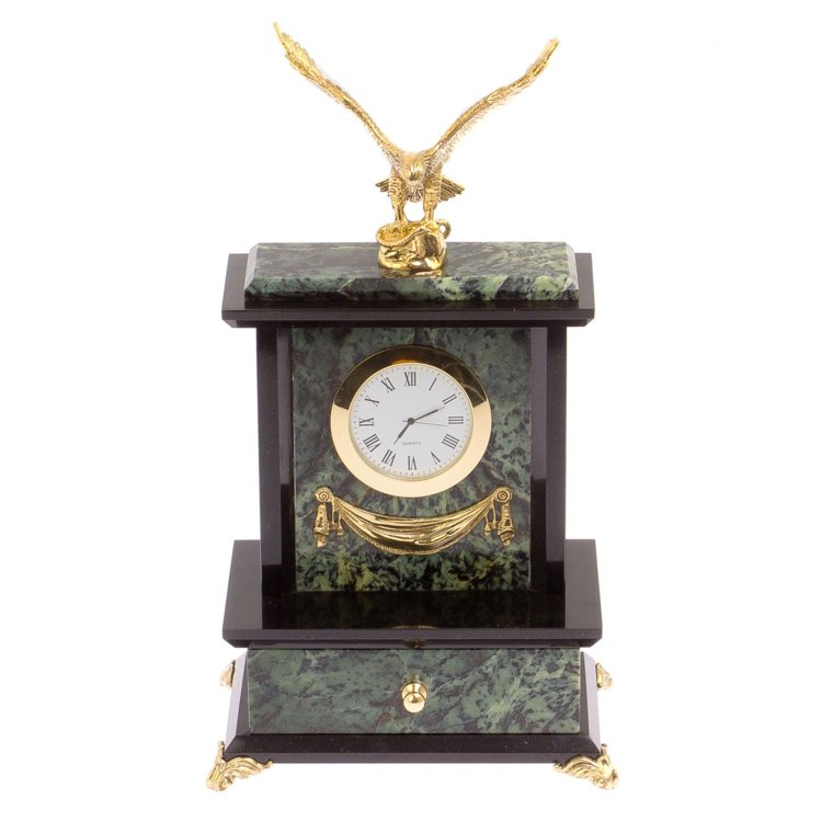 Часы настольные из нефрита ОРЁЛ AZY-125470