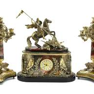 Часы  с канделябрами из яшмы ГЕОРГИЙ ПОБЕДОНОСЕЦ AZRK-3301-207/ct - Часы  с канделябрами из яшмы ГЕОРГИЙ ПОБЕДОНОСЕЦ AZRK-3301-207/ct
