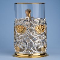 Подстаканник подарочный ЦВЕТЫ (Золочение, серебрение) 061.L68G
