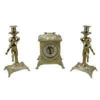 Часы каминные ЛАРЕЦ и 2 подсвечника на 1 свечу AL-82-108-С