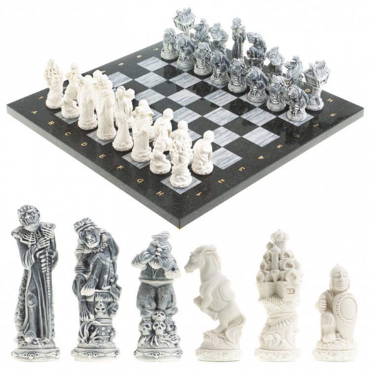 Шахматы подарочные из камня РУССКИЕ СКАЗКИ AZY-122802