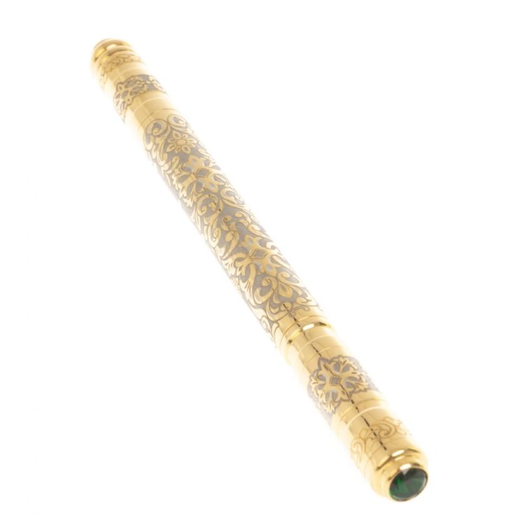 Подарочная шариковая ручка с зелёным фианитом AZY-126877