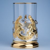 Подстаканник подарочный с позолотой ПОДКОВА НА СЧАСТЬЕ 061.L31G